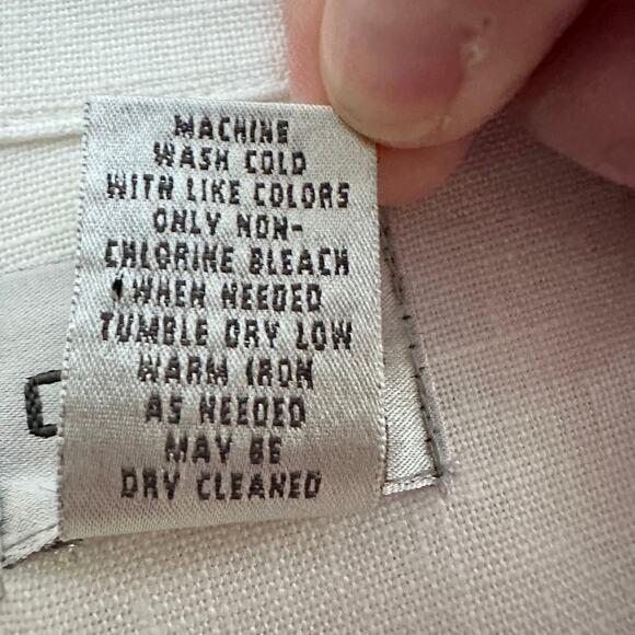 Chico's Women's LARGE Linen Button Front 3/4 Sleeve Shirt Summer Nautical White - Picture 6 of 11